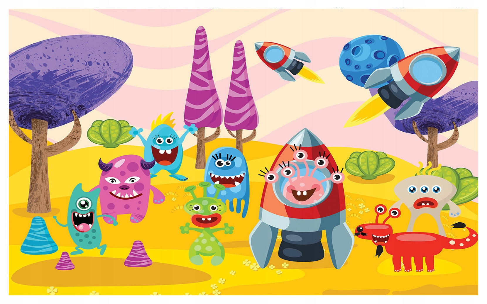 Fototapeta Vesmírne dobrodružstvá Vinyl 460x300 Planéty Rakety a príšery lepidlo