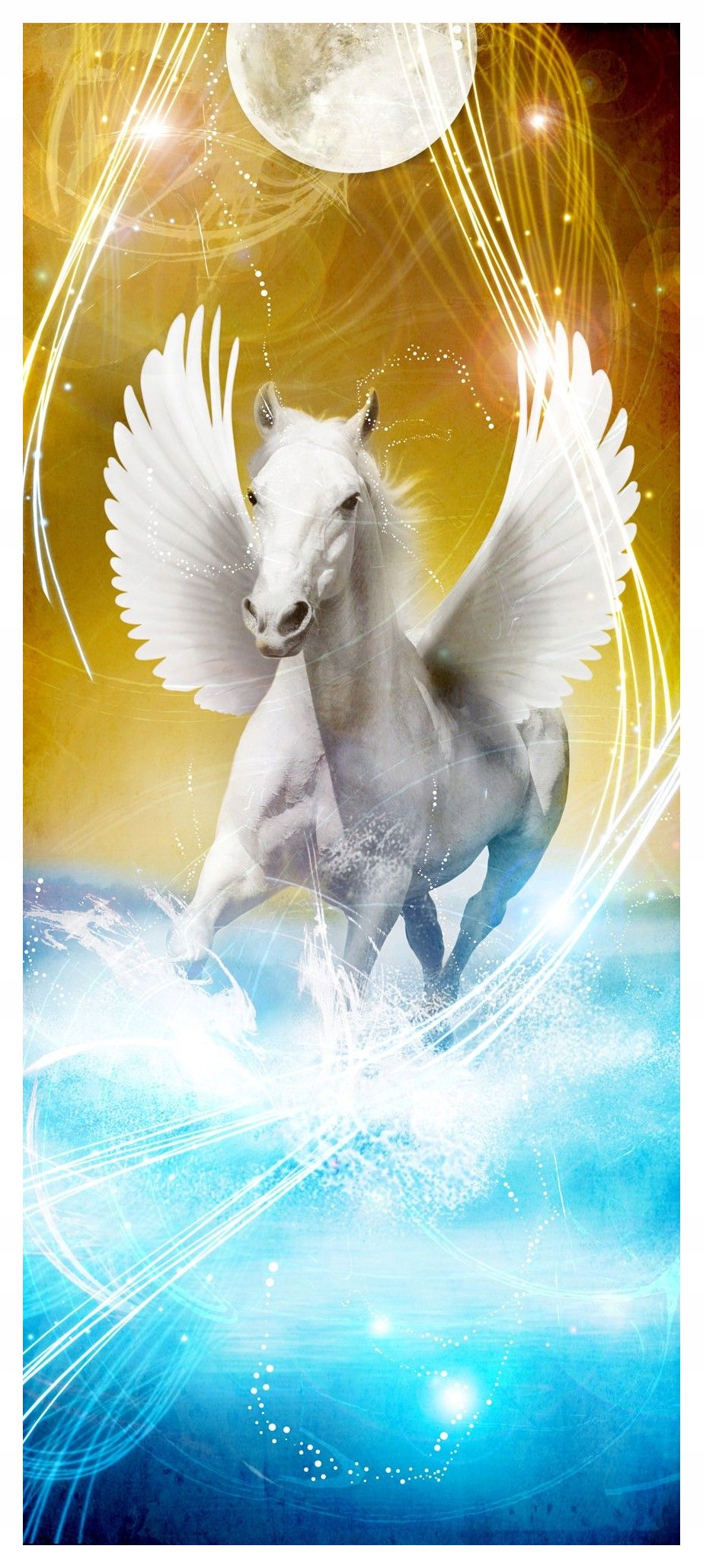 Samolepka Fototapeta Pegas v měsíčním svitu, vodní abstrakce 91x211