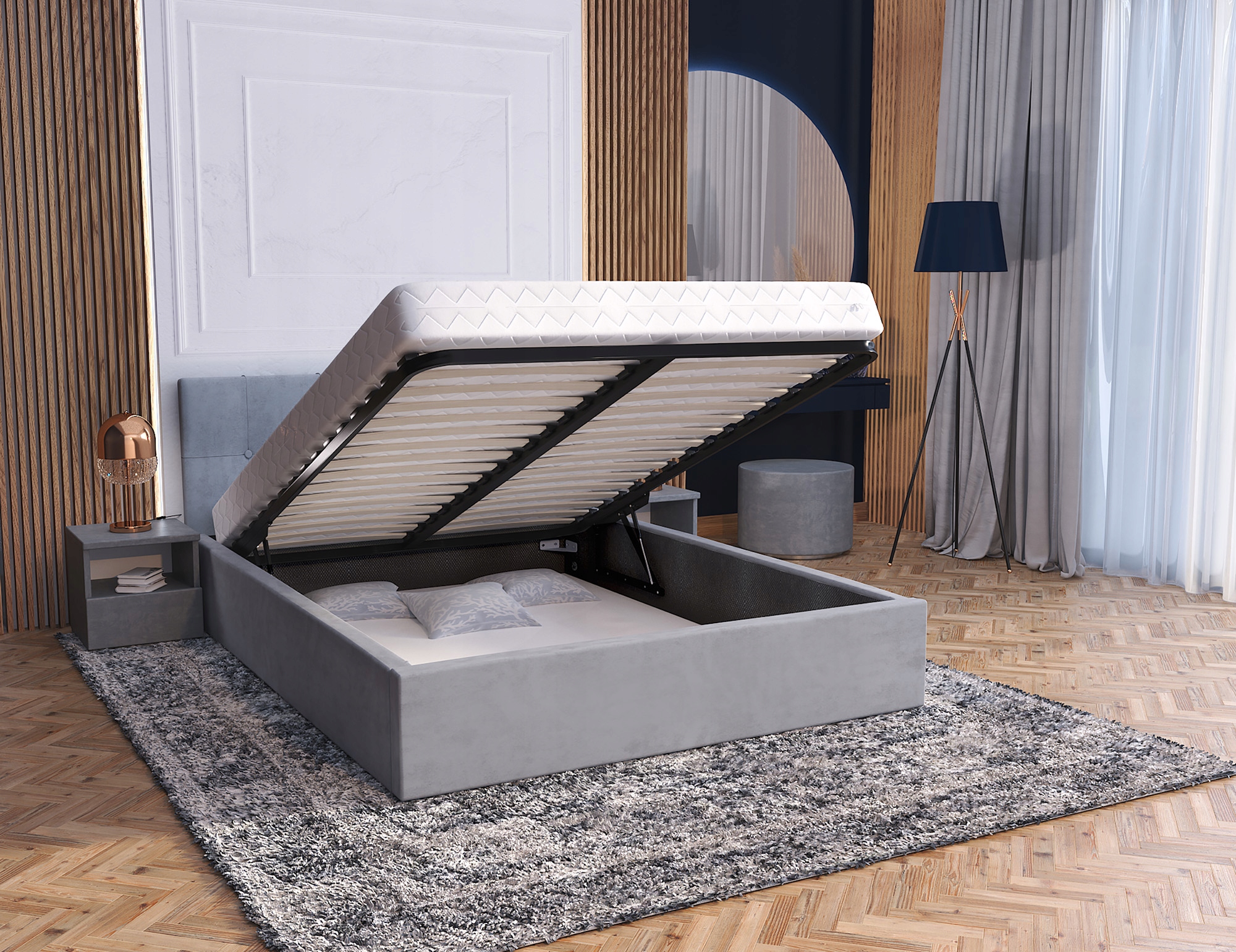 Postel 160x200 čalouněná kovová konstrukce Vegas