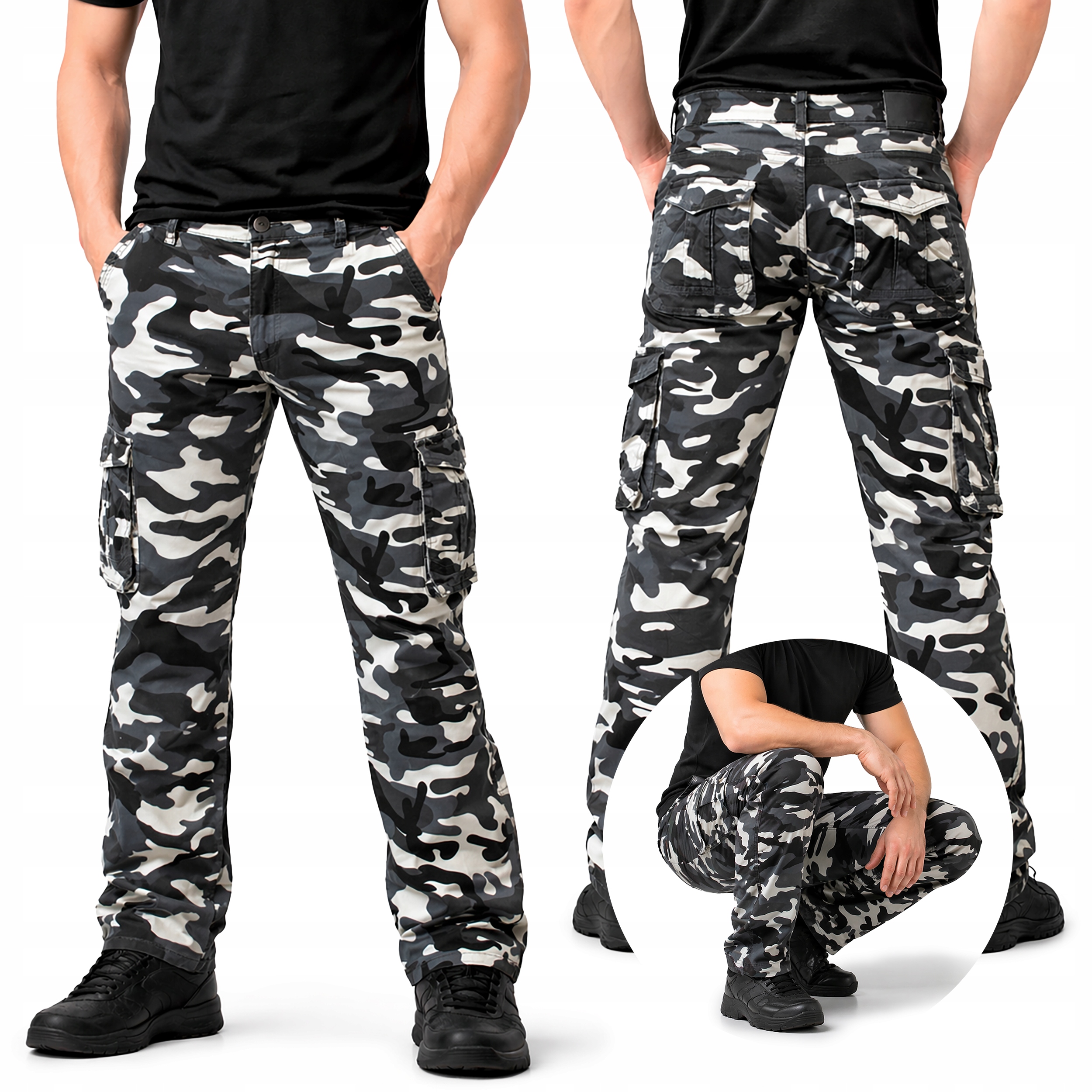 Pánské Pracovní Kalhoty Džíny Do Pasu Elastické Strečové Bojovky Silné Maskáčový