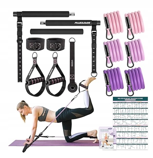 Wielofunkcyjny Zestaw Do Pilatesu Dla Kobiet z Taśmami Oporowymi i Drążkiem