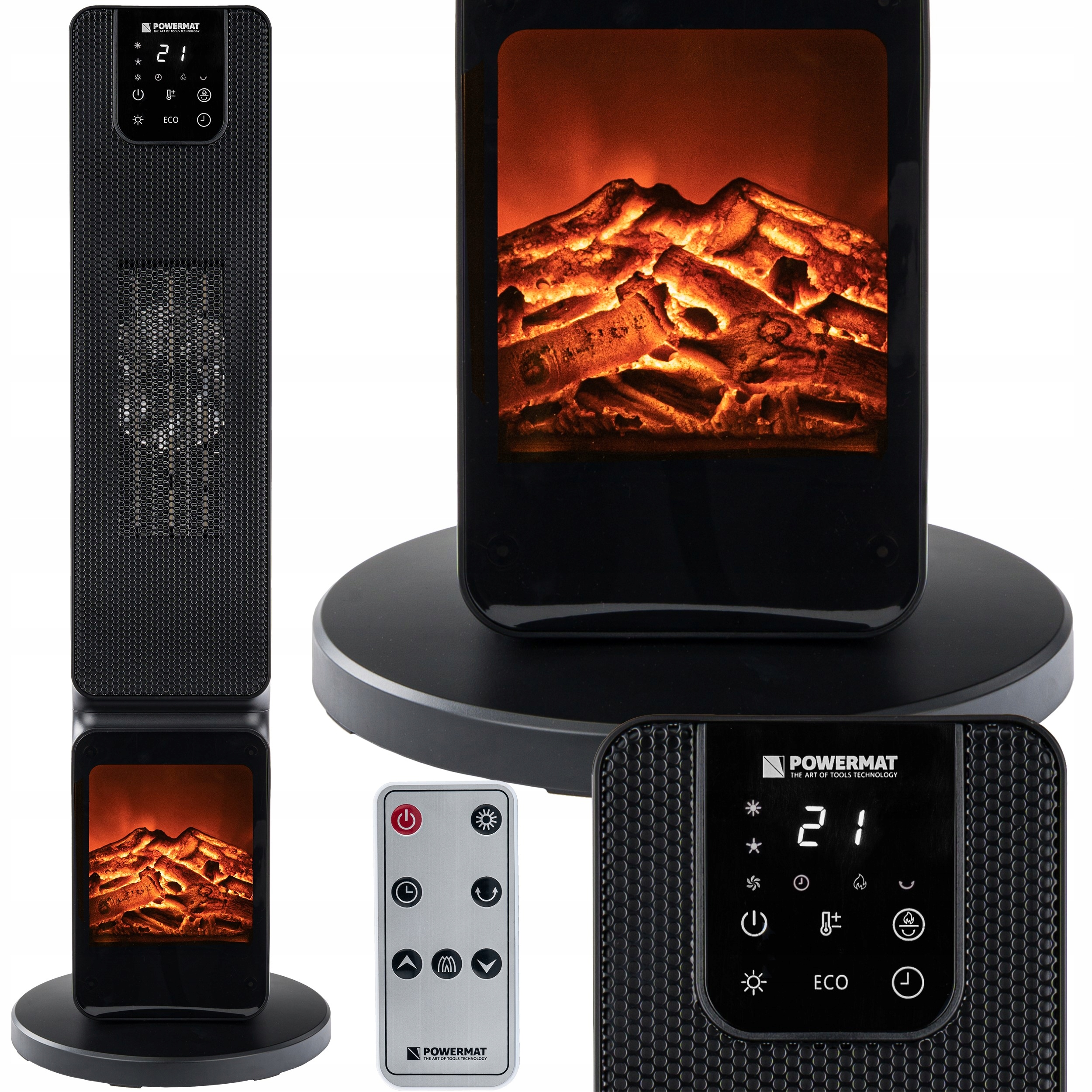 Elektrický stĺpcový radiátor Keramický krb 2500 W Termoventilátor