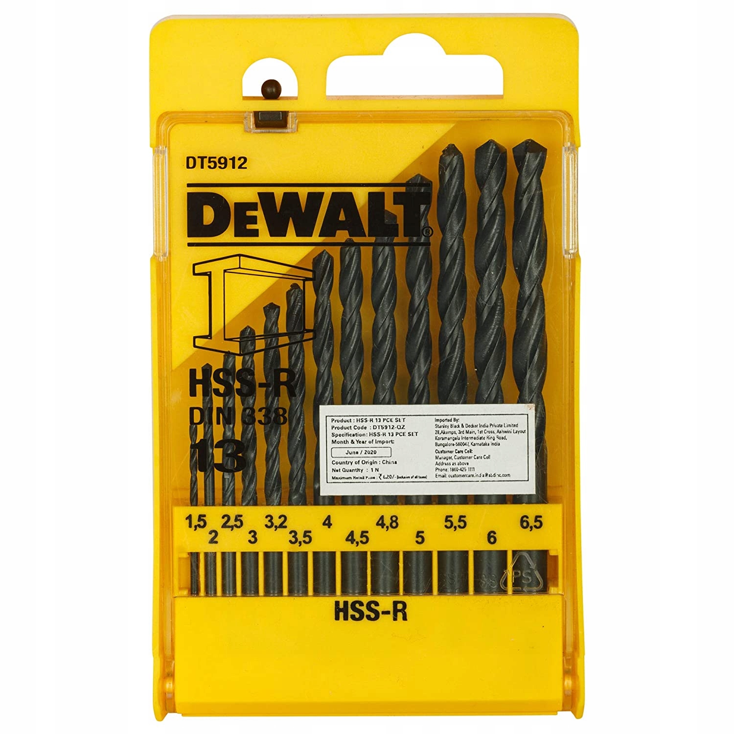 

Dewalt DT5912 Wiertła do metalu 1,5-6,5mm Hss-r