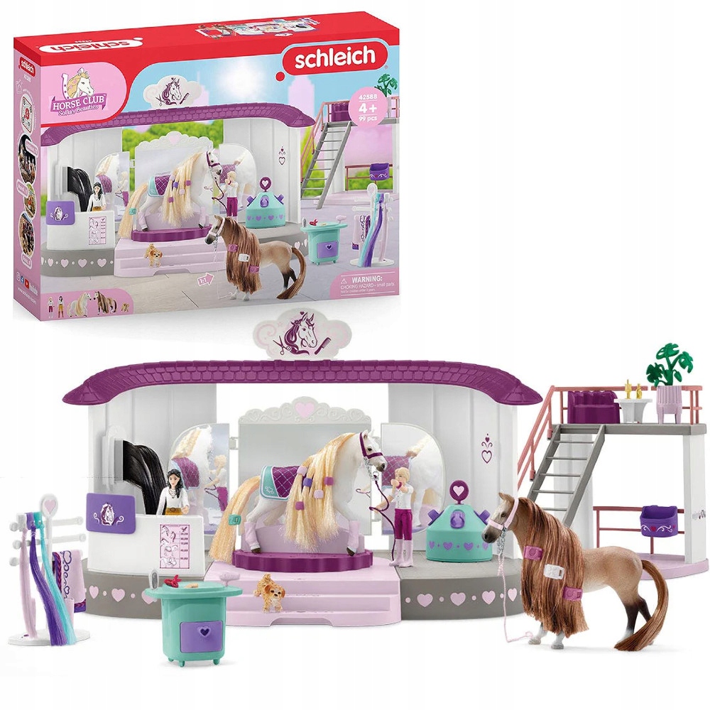 Konie Schleich Horse Club Stajnia Salon Piękności Duży Zestaw +2KONIE 42588
