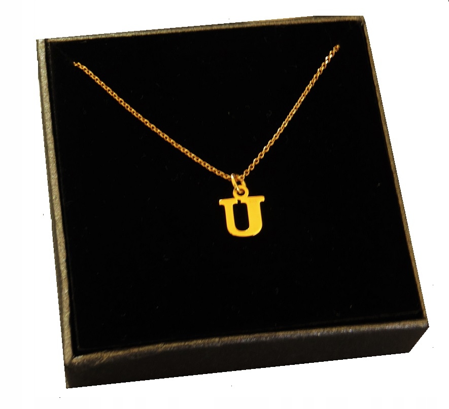 

Złoty Naszyjnik łańcuszek literka z literką U 925