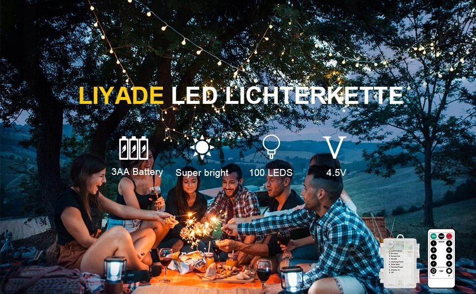Fairy Wodoodporne Lampki Ogrodowe Girlanda 100 LED — miniatura 8