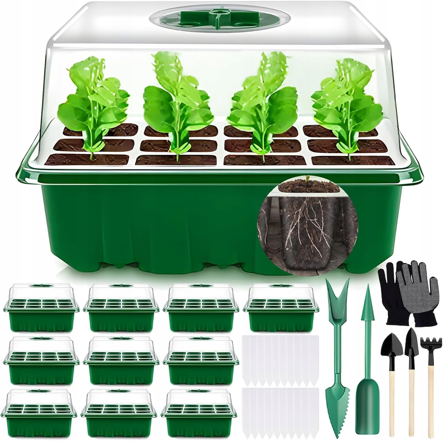 10 ks tácků na semena – 120 buněk, kopule, ventilace, mini skleník