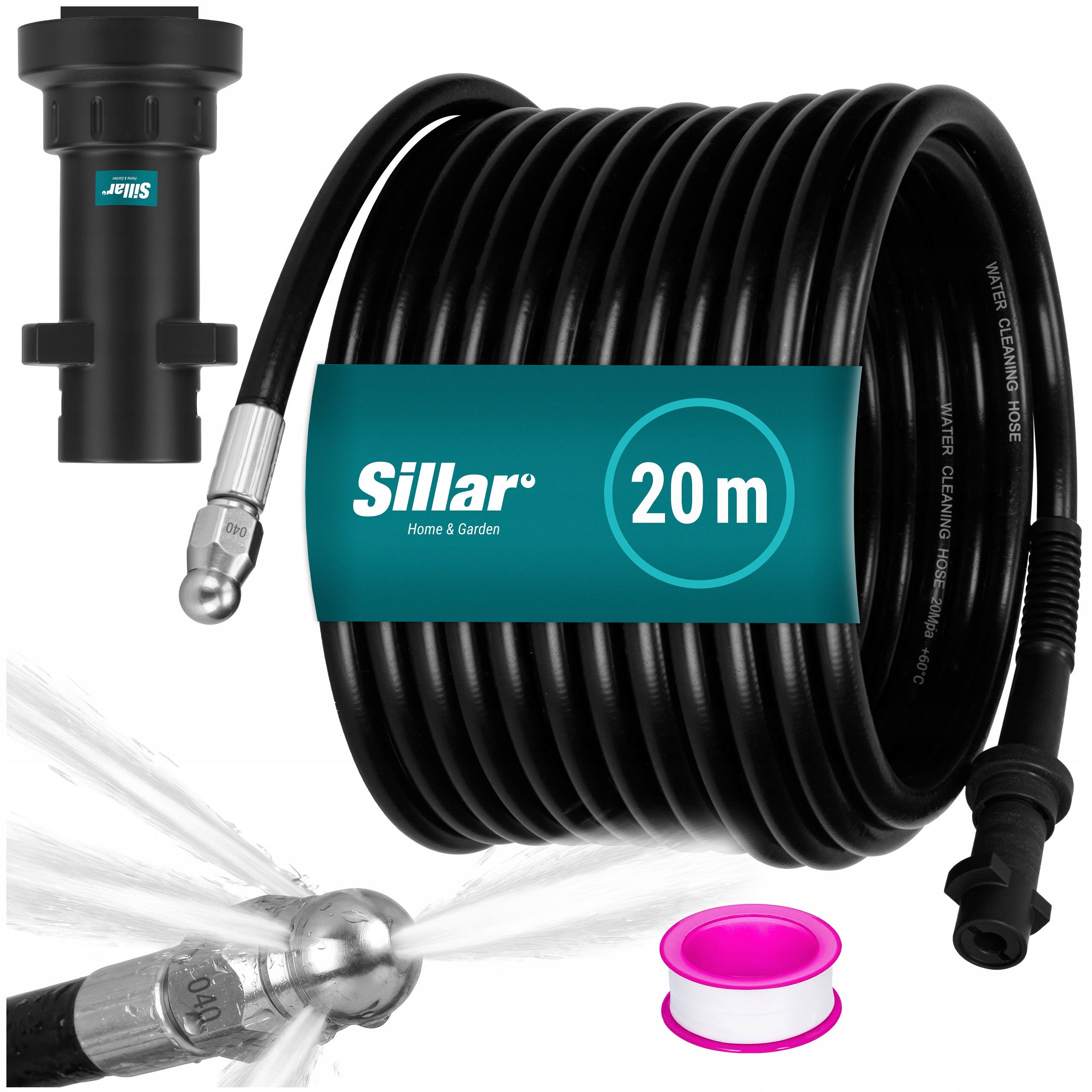 Wąż Sillar do czyszczenia kanalizacji rur do Karcher K2 K3 K4 K5 K6 20m