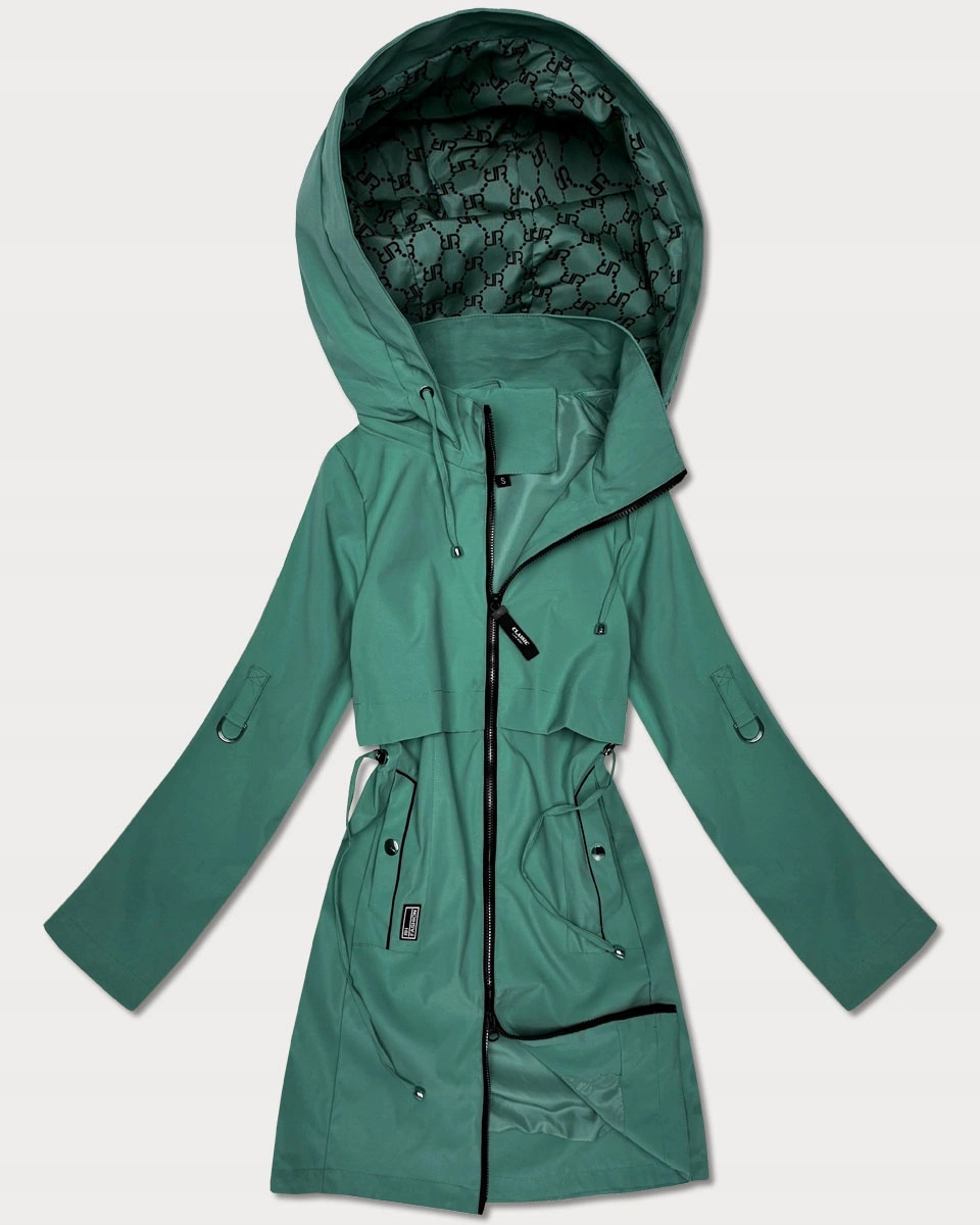 Tenká Bunda Kapuce KK60409 Šedomodrá S (36)