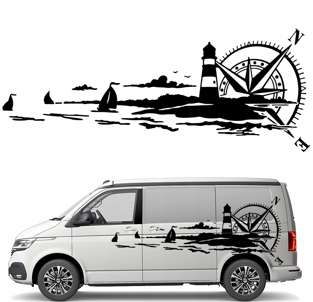 Samolepka Grafika na karavan Kompas Růže Větrů Lucerna 90x225