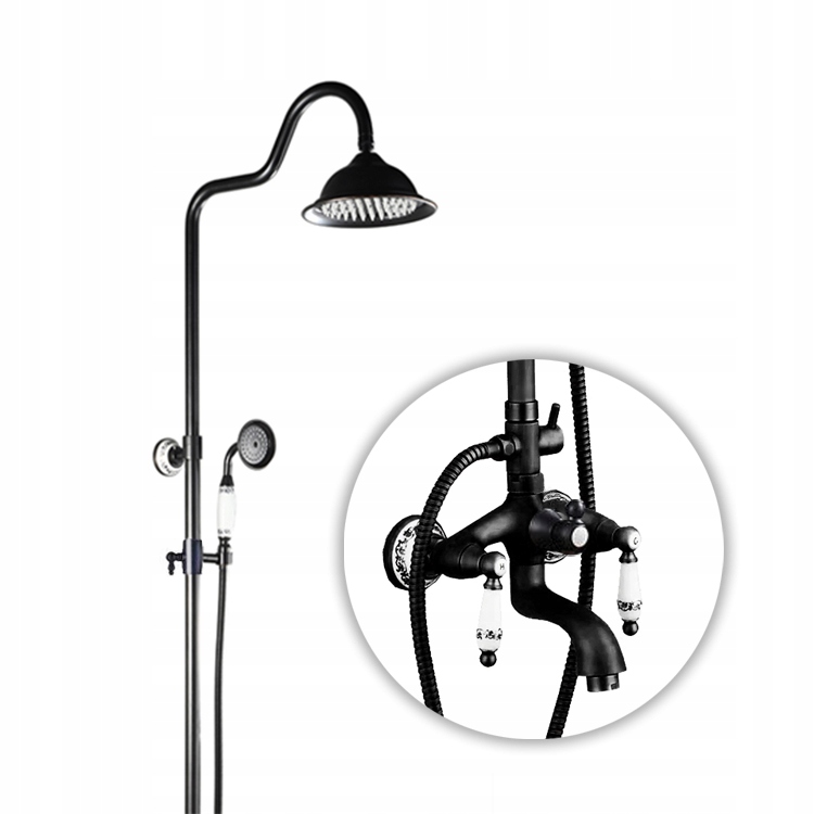 Čierna kúpeľňová batéria Old Retro Black