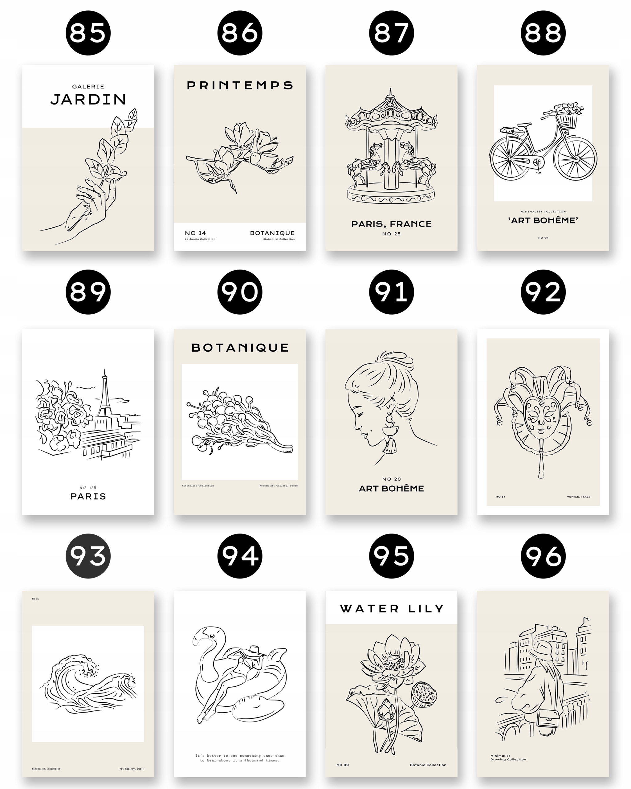 ZESTAW PLAKATÓW A3 DEKORACJA NA PUSTĄ ŚCIANĘ PLAKATY NA ŚCIANĘ 3 szt Nazwa Minimalistyczne Linie 2 - Murles