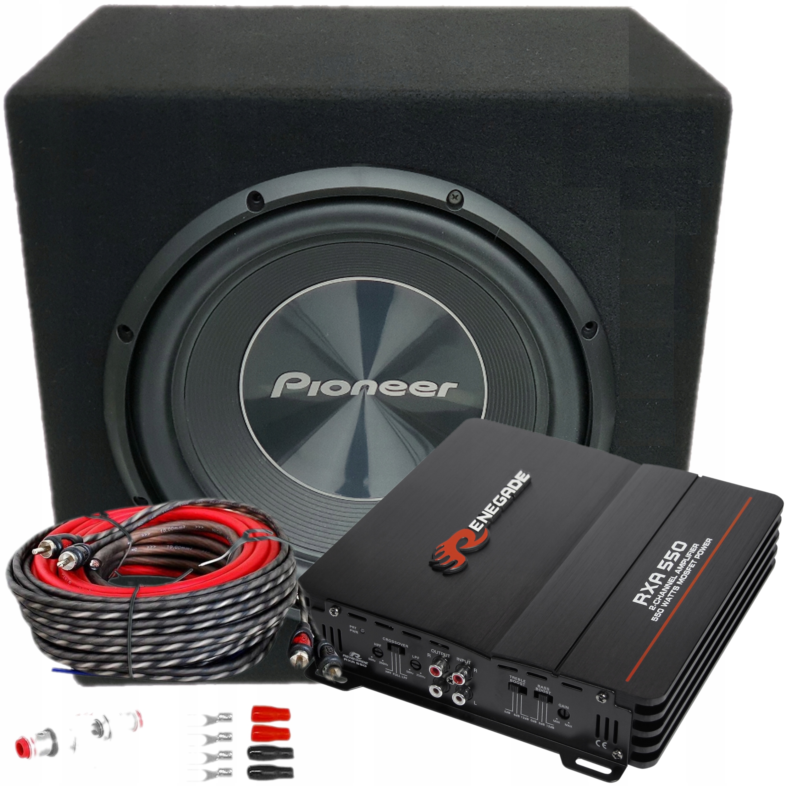 Basová skříň Pioneer 1400 W zesilovač RXA550 sada kabelů 10 mm2