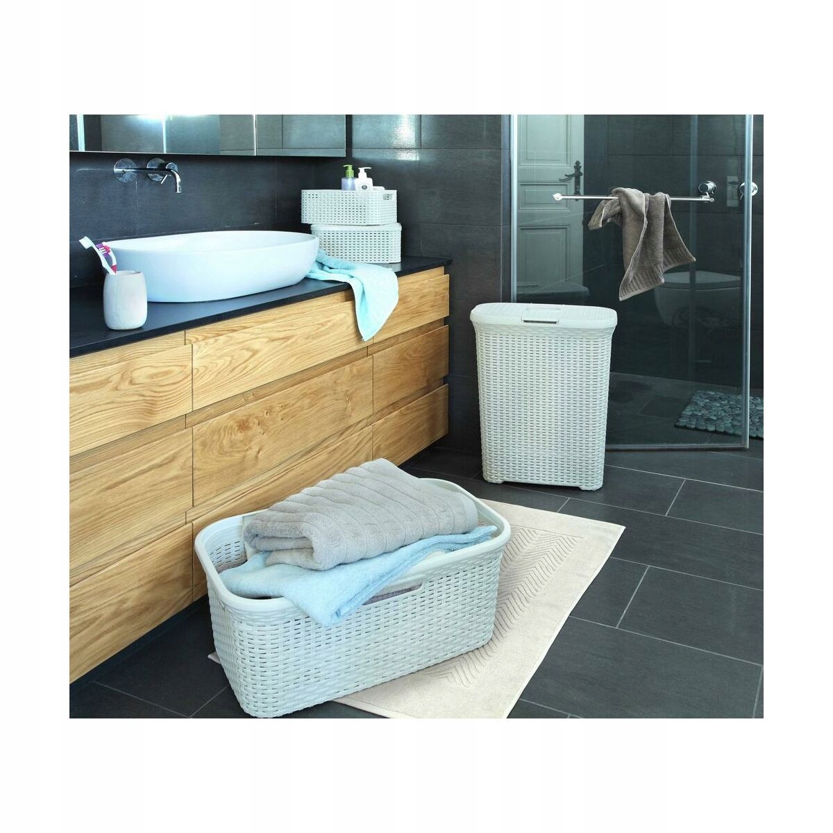 Kosz na bieliznę Rattan Style 40 L Curver Kształt prostokątny