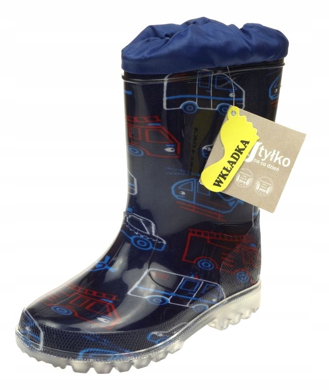 Kalosze Dziecięce WOJTYŁKO Ściągacz Auta Granat 24 Rozmiar 24