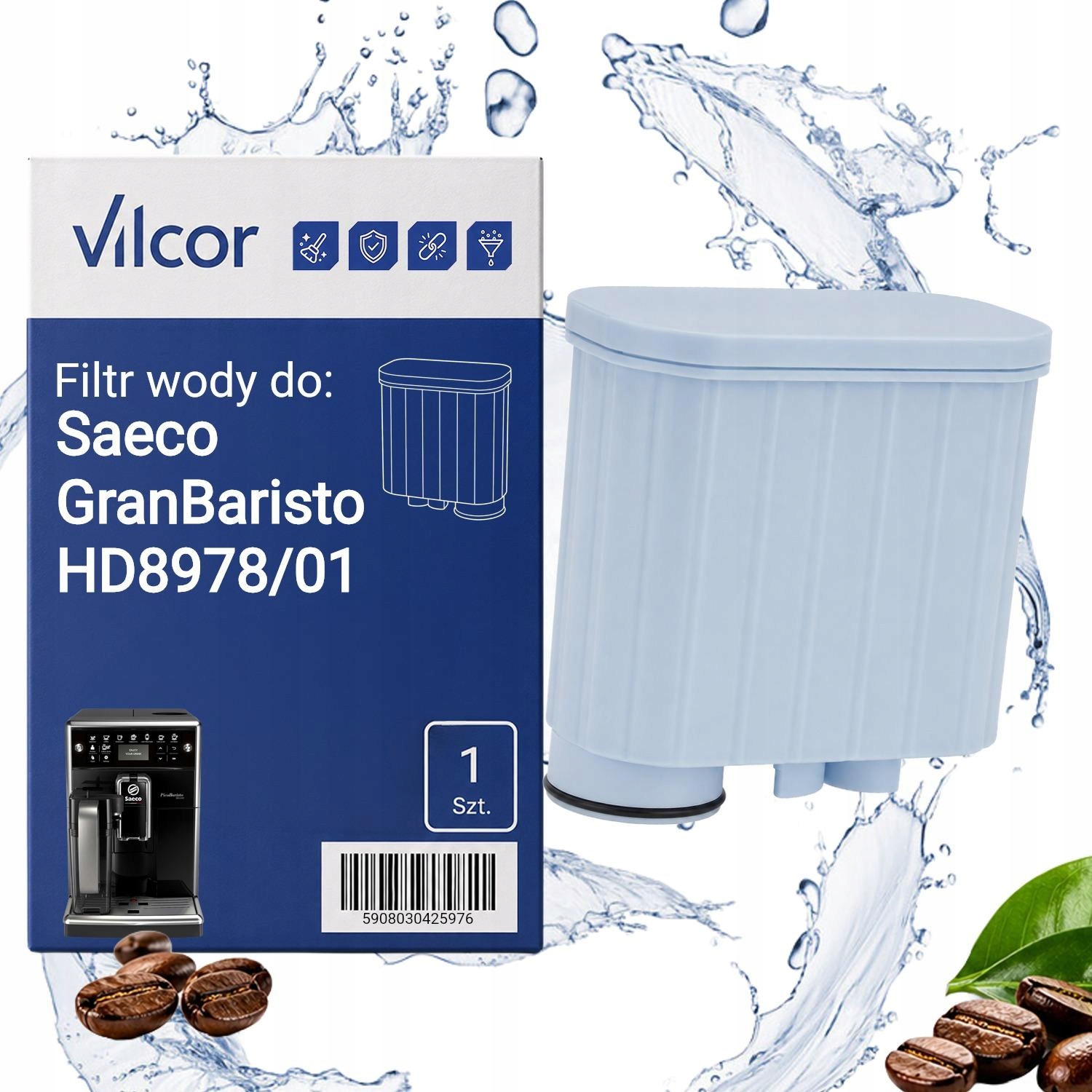 Filtr Do Ekspresu Saeco GranBaristo HD8978/01 Ciśnieniowy, Wydajny, Wody