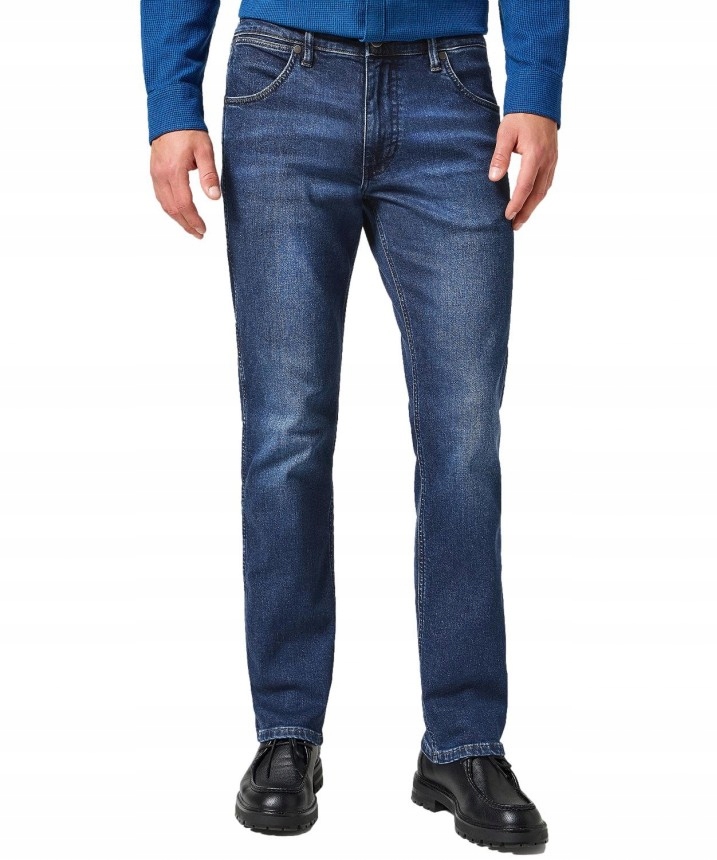 Pánské džíny Wrangler Greensboro 112360405 Outlaw Indigo W32 L36 Jednoduché