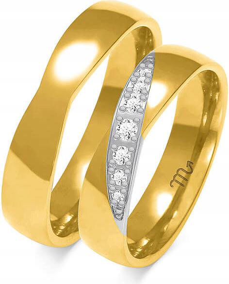 Zlatý moderní snubní prsten svatba 14K 585, rok 14 15 16, klasický módní vzor