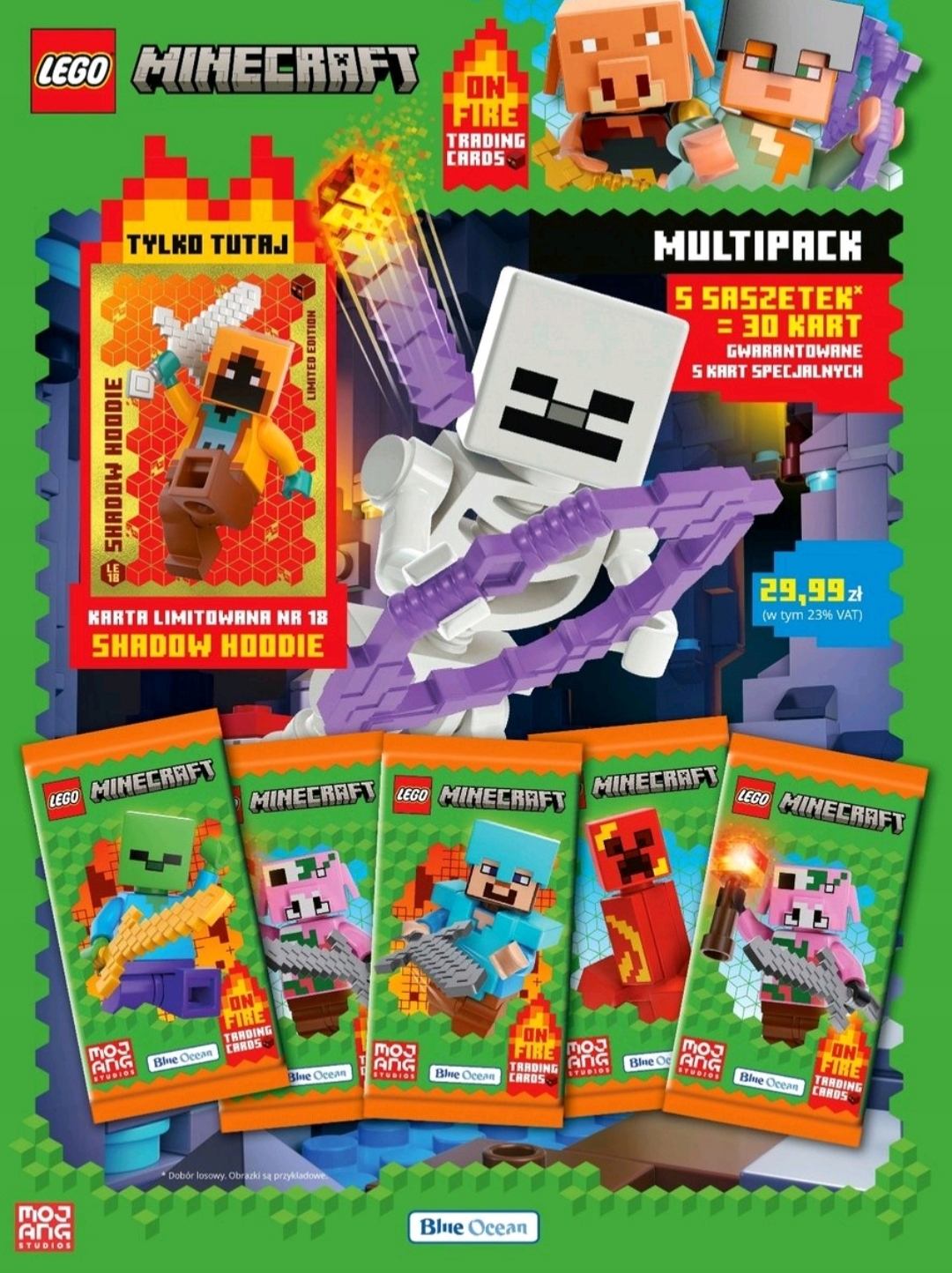 Karty LEGO Minecraft TCC ONE FIRE seria 3 Multipack 30 KART + limited