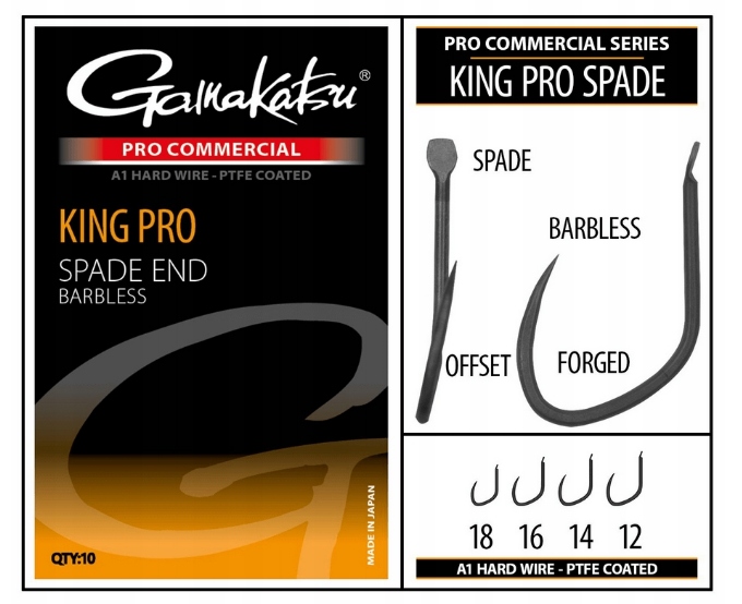 Gamakatsu Haczyki King Pro Spade End Barbless 12 10 Sztuk Bezzadziorowe
