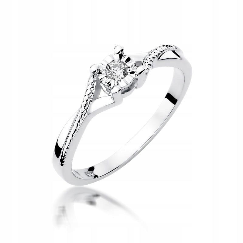 Prstýnek z bílého zlata 585 s klasickým zásnubním diamantem, elegantní