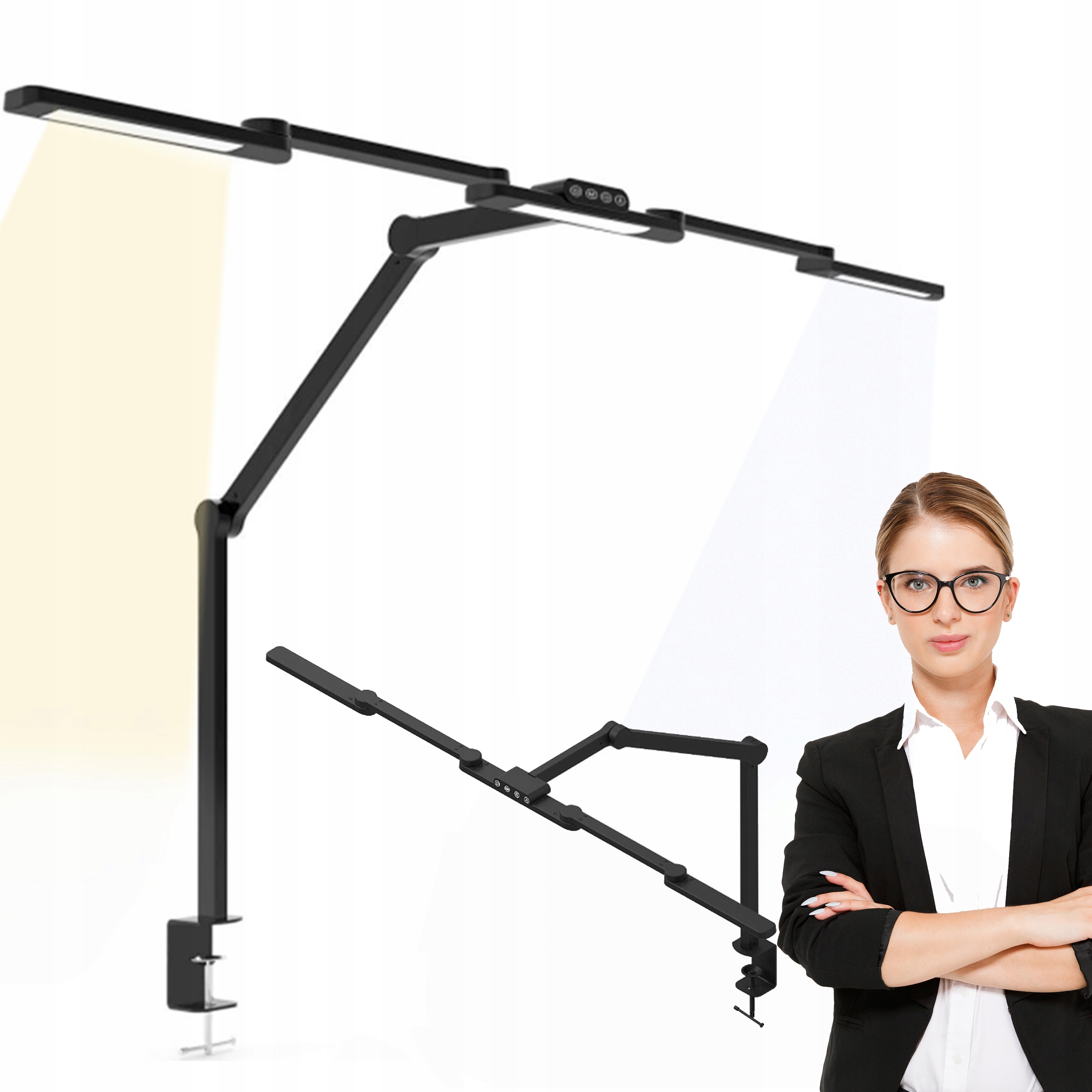 LAMPA LED BIURKOWA REGULACJA JASNOŚCI I BARWY TRZYPUNKTOWA CZARNA1300 LM