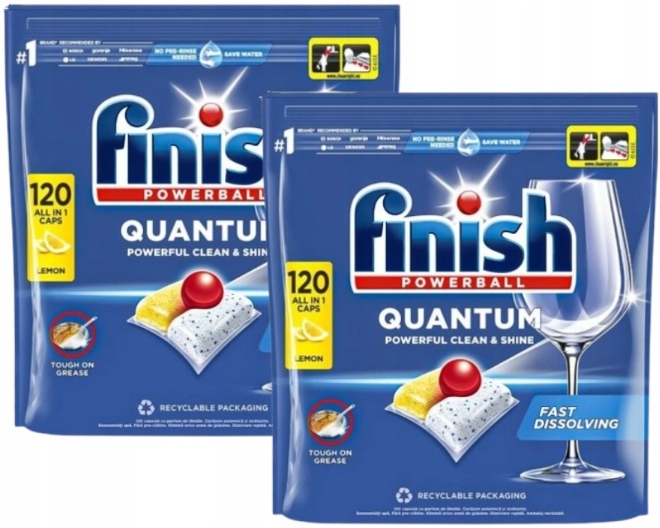 Levně Finish Quantum All In One kapsle do myčky Lemon Citronové 2x120 kapslí