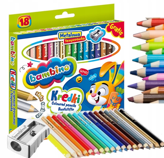 

Kredki ołówkowe Bambino 18kol+temperówka złota sre