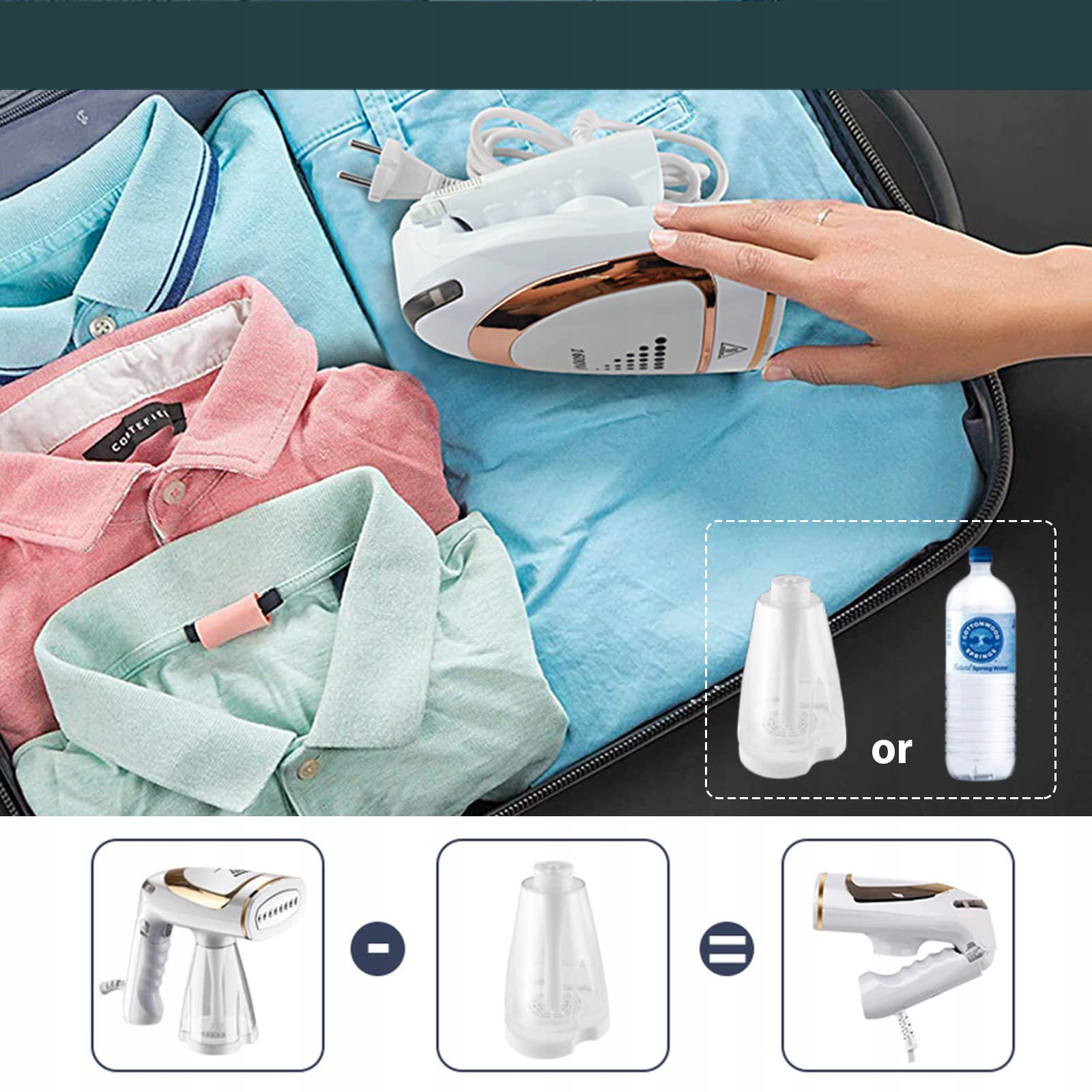 Ręczny Domowe Żelazko Parowe Parowiec do Odzieży Długość przewodu sieciowego 1.65 m