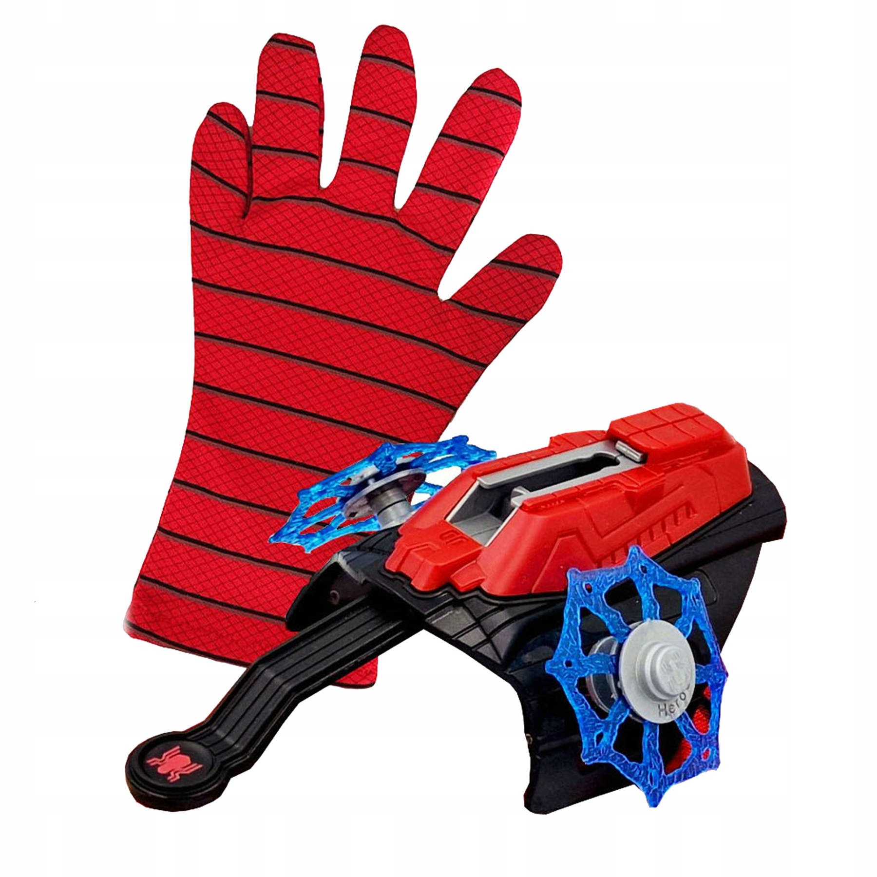 SPIDERMAN STRÓJ PRZEBRANIE DLA DZIECI MASKA RĘKAWICA WYRZUTNIA 122-128 4w1 Rozmiar 122-128