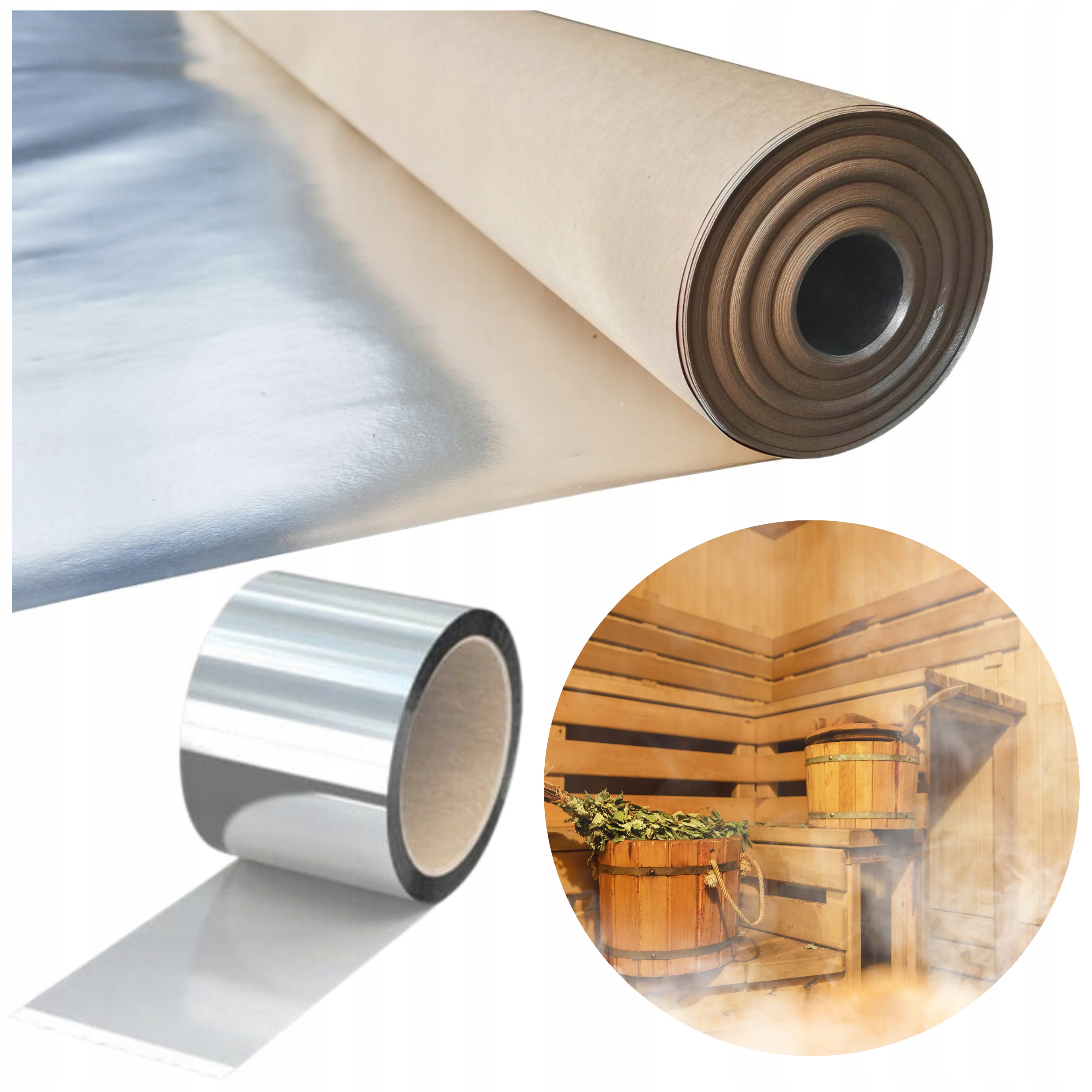 Folia Aluminiowa Do Sauny Izolacja 30m2 Taśma Zestaw 50mb 3 Warstwy Sauna