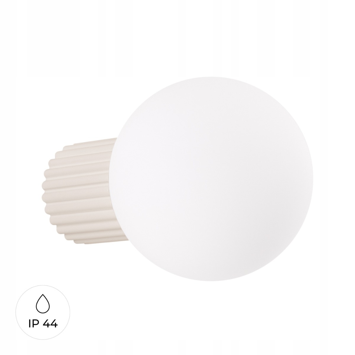 Sollux Stropní nástěnná lampa béžová rýhovaná skleněná bílá koule 12 cm IP44