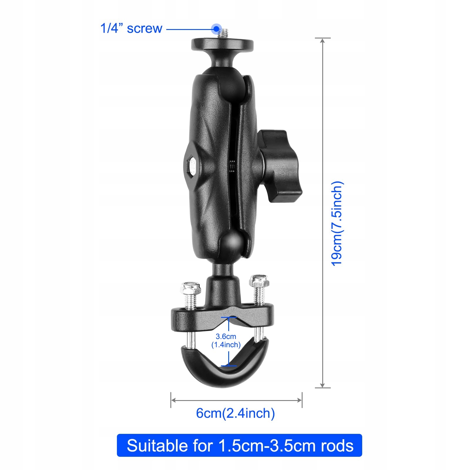 Uchwyt Kamery Motocyklowy U Do Insta360 GoPro DJI Akcji Rowerowy PULUZ — miniatura 2