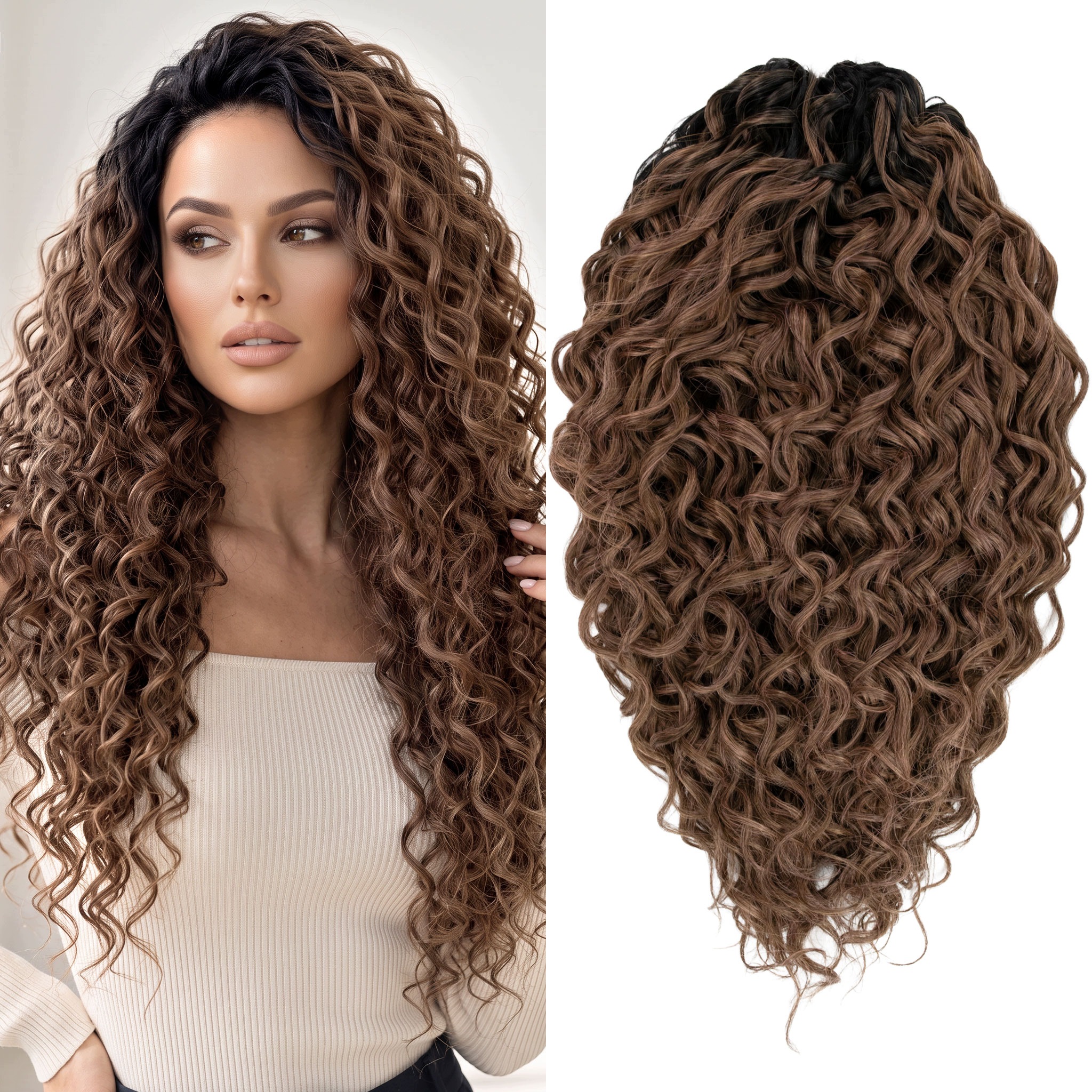Umělé syntetické vlasy Afroloki Jessica Pro 50 cm 300 g hnědé s odrostem