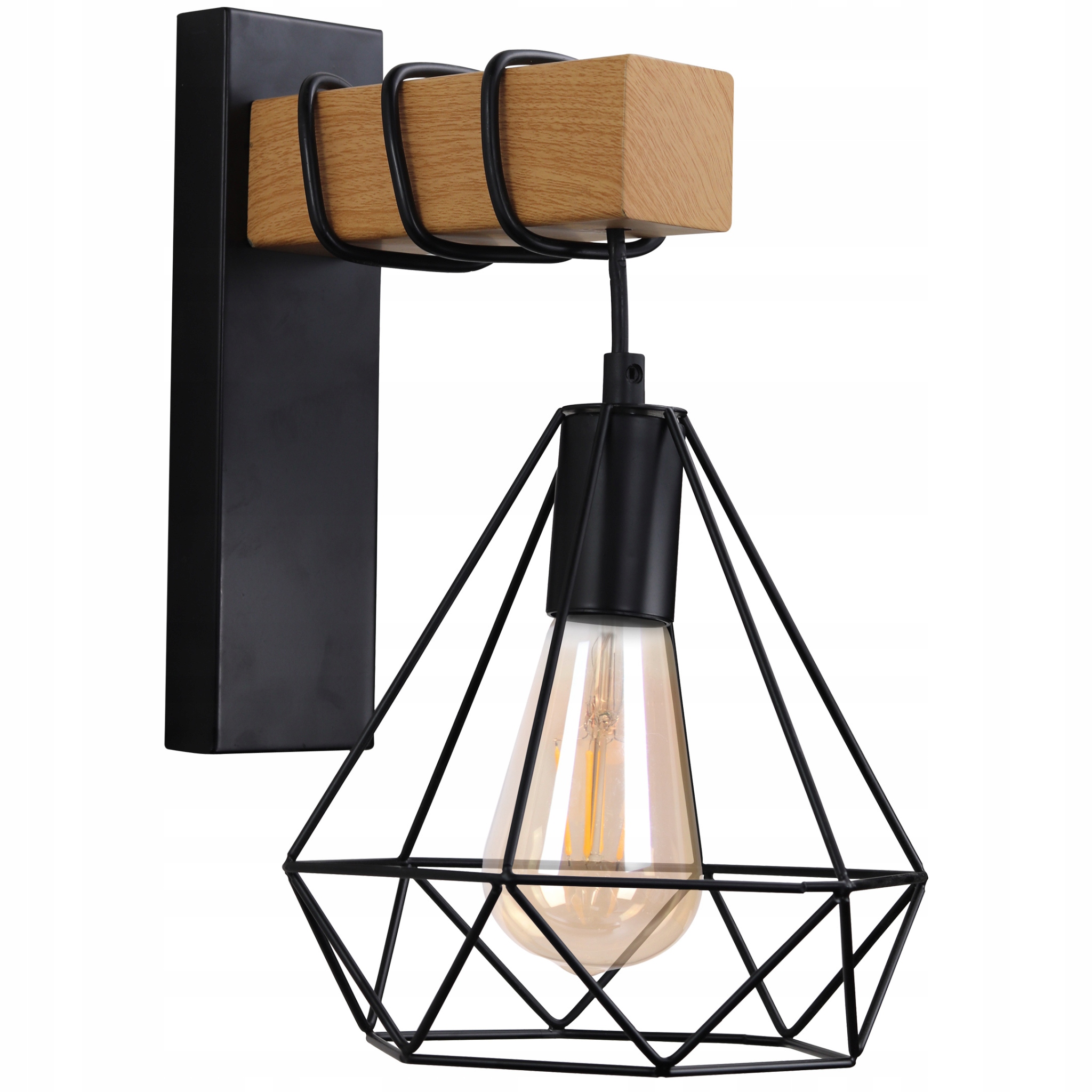 Nástěnná lampa Svítidlo Loft Moderní E27 Dřevo Černá Vigo