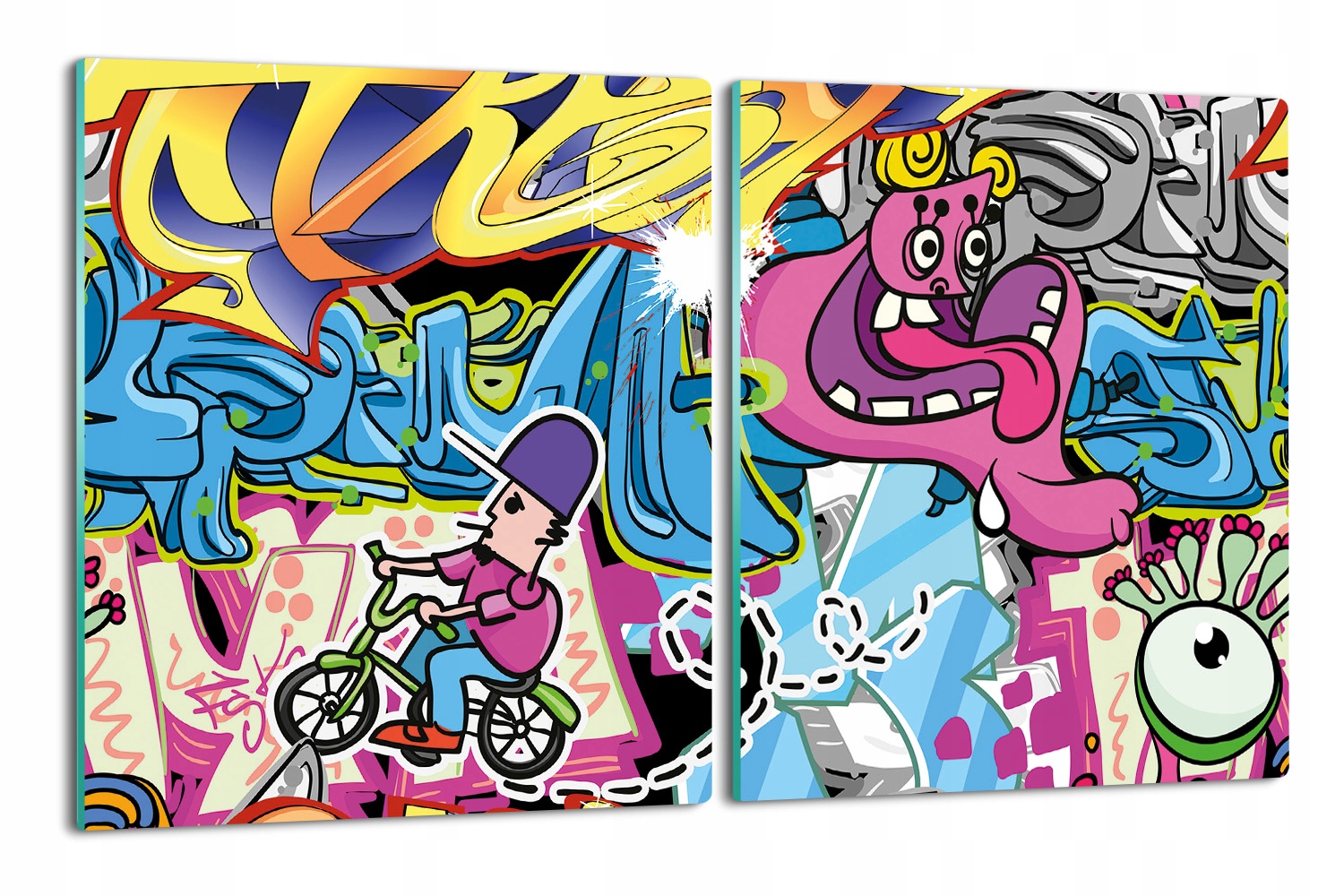 deska splashback 2x 40x52 skleněná Graffiti zeď