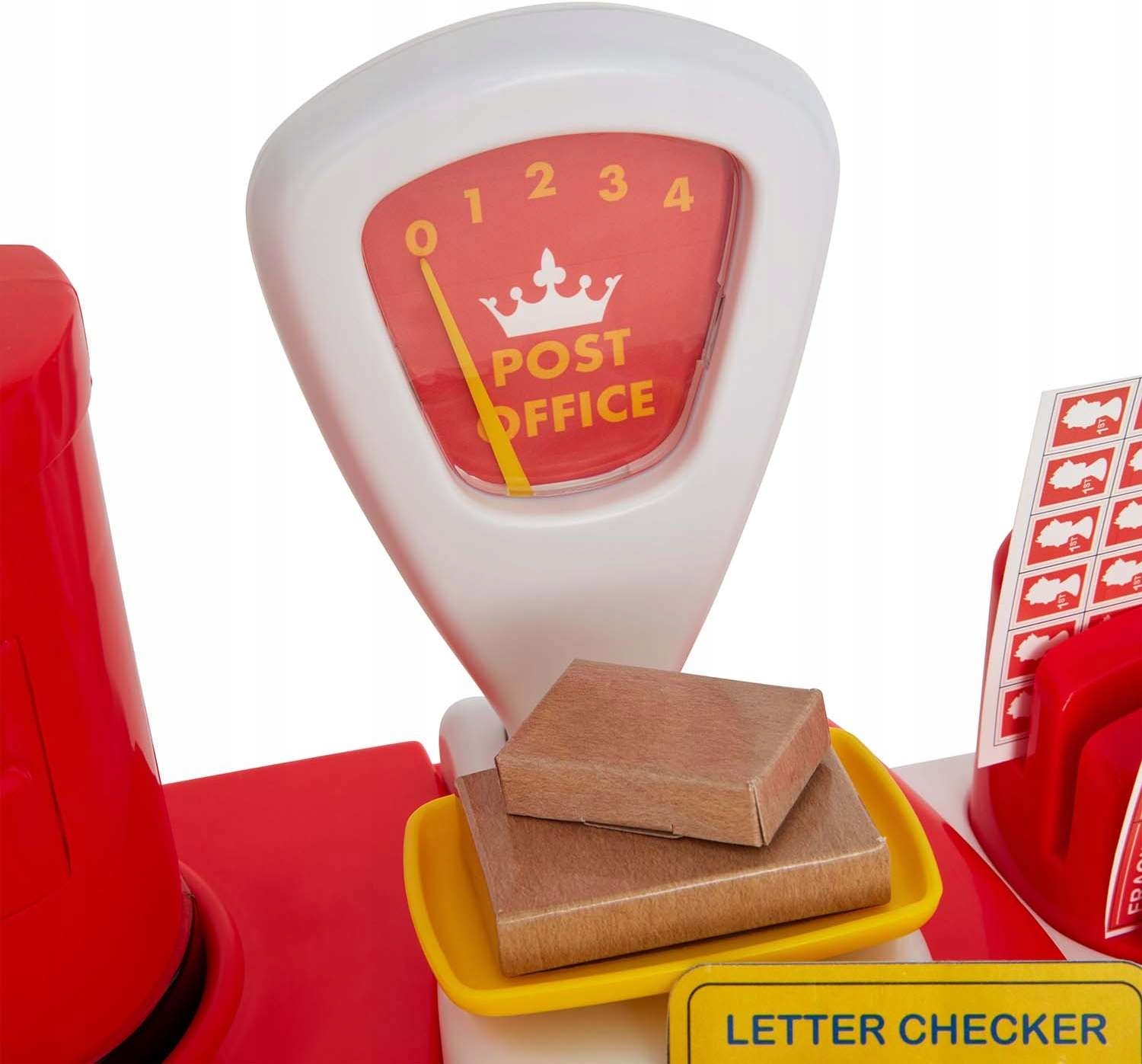 POCZTA ZABAWKOWA STOISKO WAGA KARTKI + AKCESORIA Materiał papier plastik