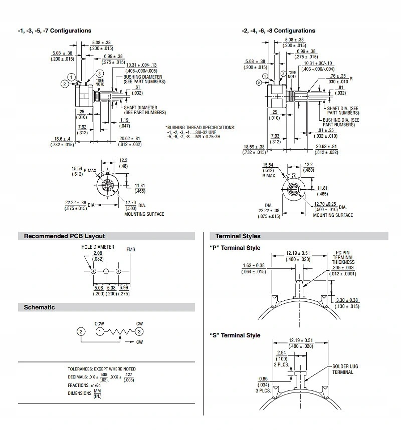 Potencjometr wieloobrotowy 3590S 50Kohm BOURNS Typ osiowy