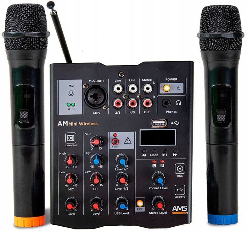 Ams Am Mini Wireless mixpult s 5 kanály a 2 bezdrátovými mikrofony