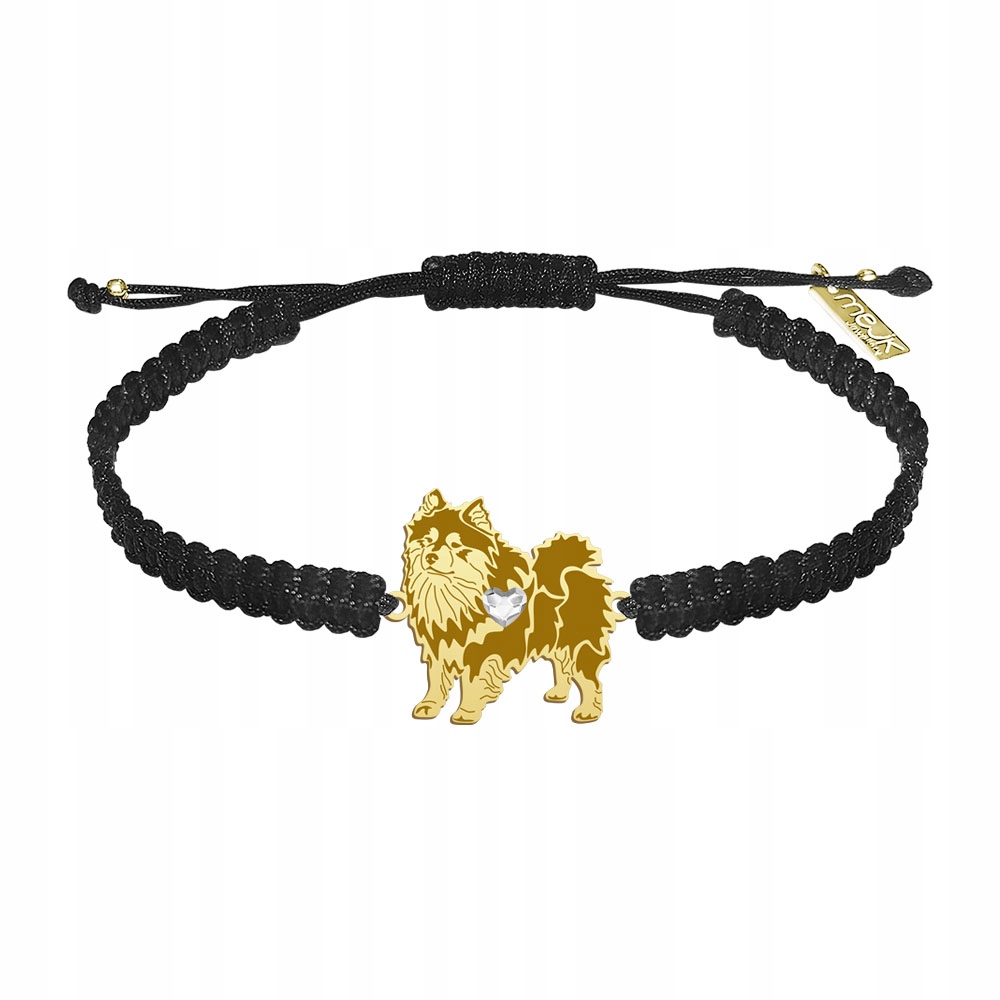 Zlatý náramek se psem Suomenlapinkoira Makramé 925 Dárek Gravírování Bonus