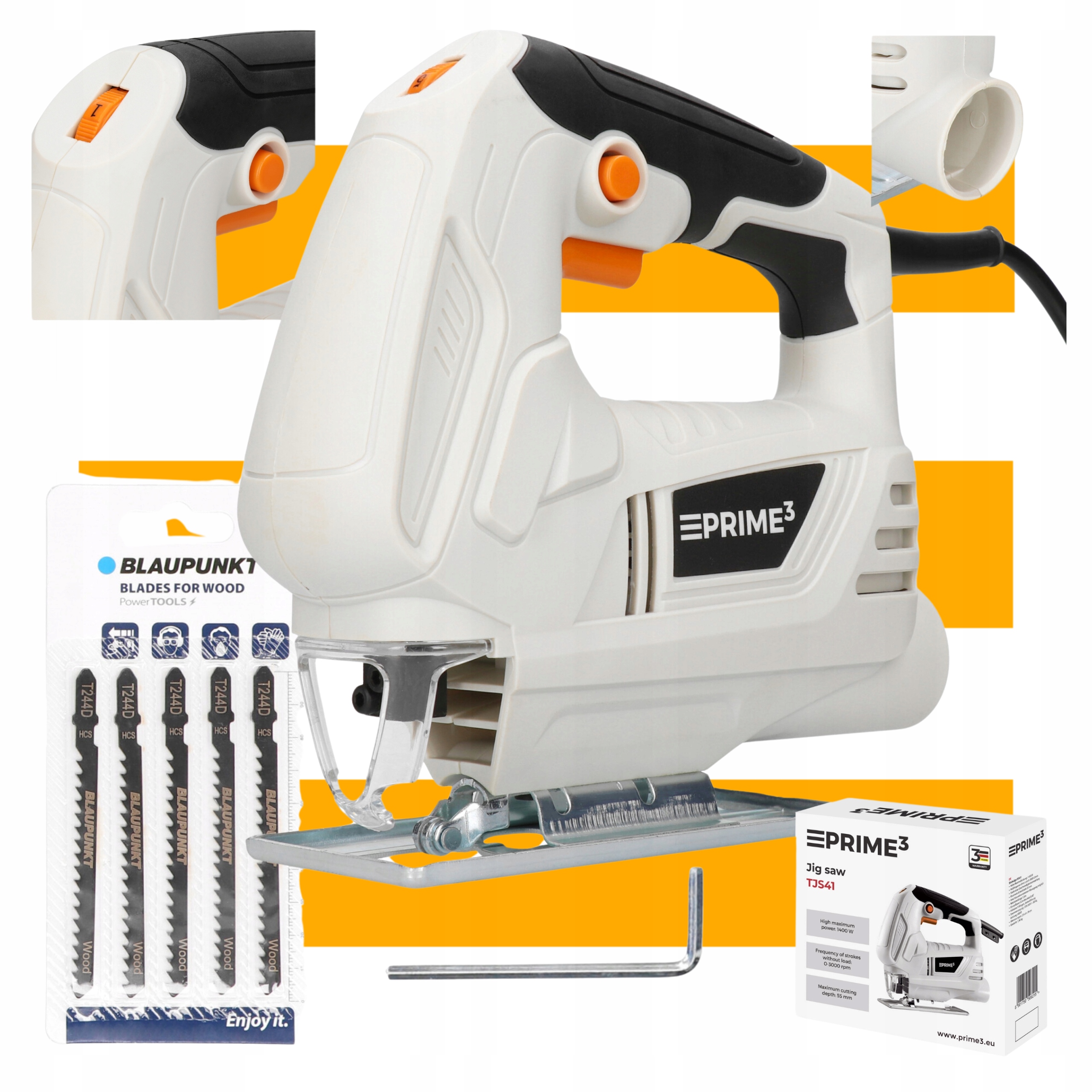 Wyrzynarka Przecinarka Z Zestawem 5 Brzeszczotów 1400 W PRIME3 TJS41