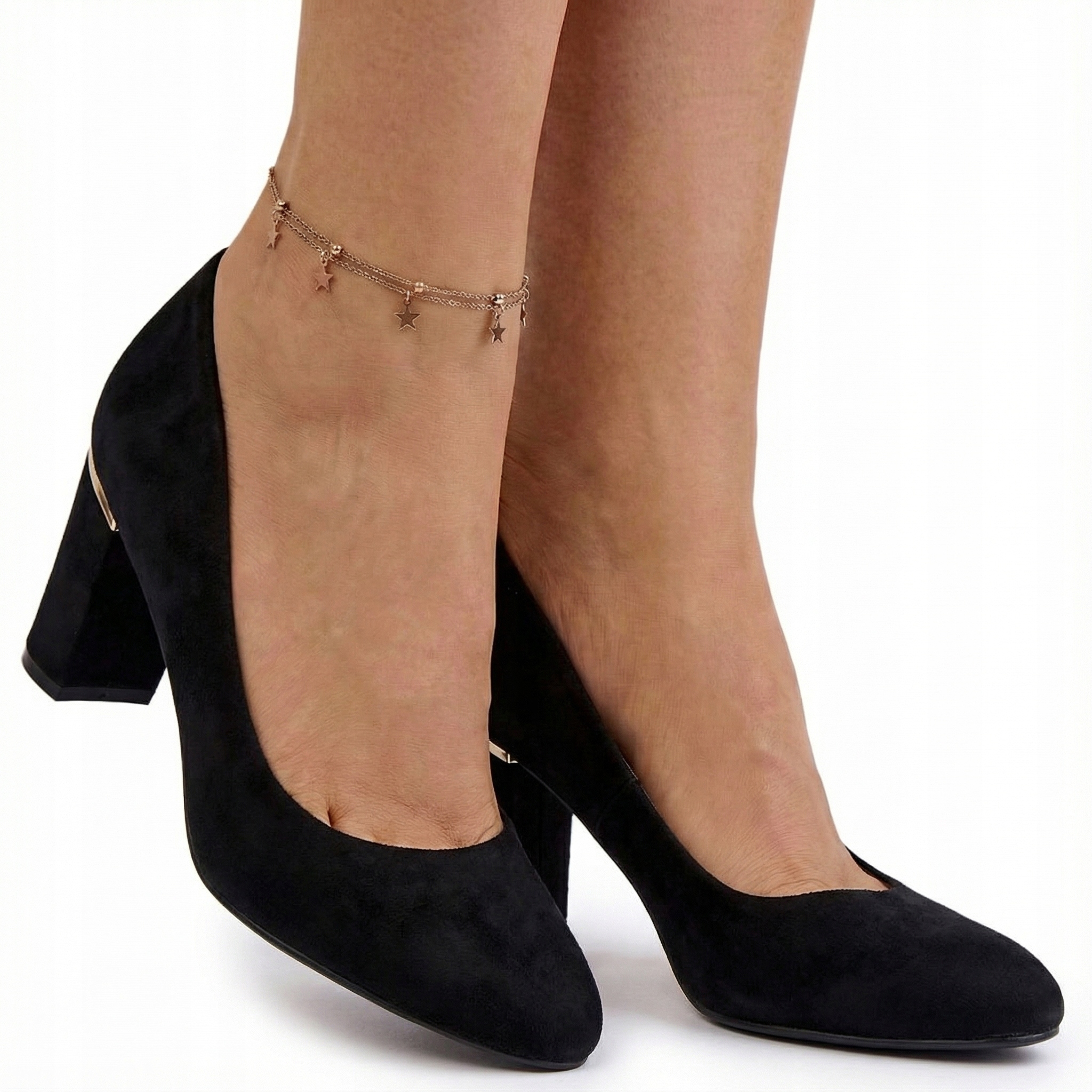 Czółenka Damskie Na Słupku CC232 Zamszowe Półbuty Damskie Obcas Czarne 38