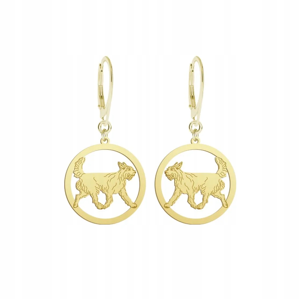 Náušnice Zlaté se psem Pikardský ovčák 925 Žena Dárek Gravírování