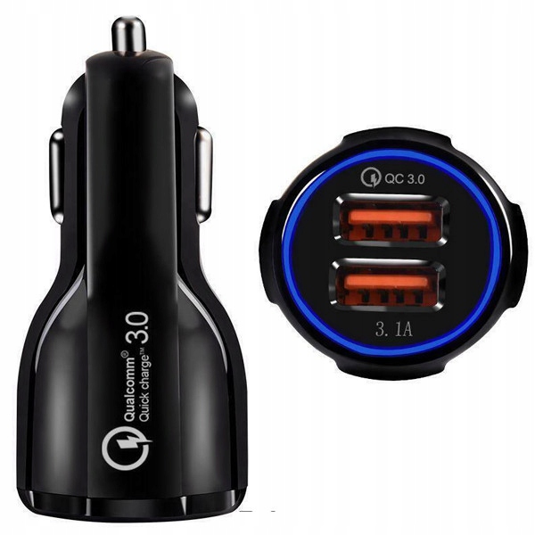 ŁADOWARKA SAMOCHODOWA 2xUSB + MICRO USB QC3.0 3,1A MOCNA PODWÓJNA SZYBKA Kod producenta 025684