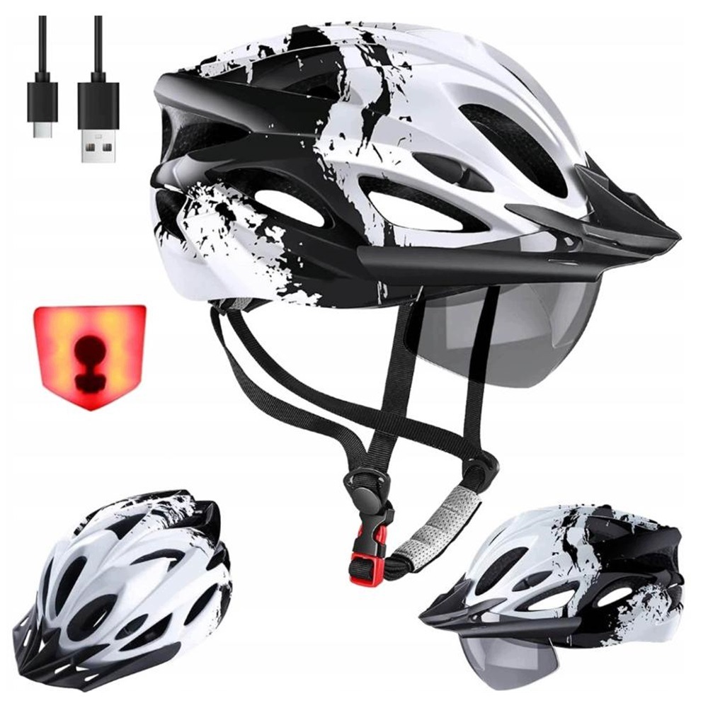 Kask Na Rower Elektryczny Hulajnogę Magnes Gogle Led
