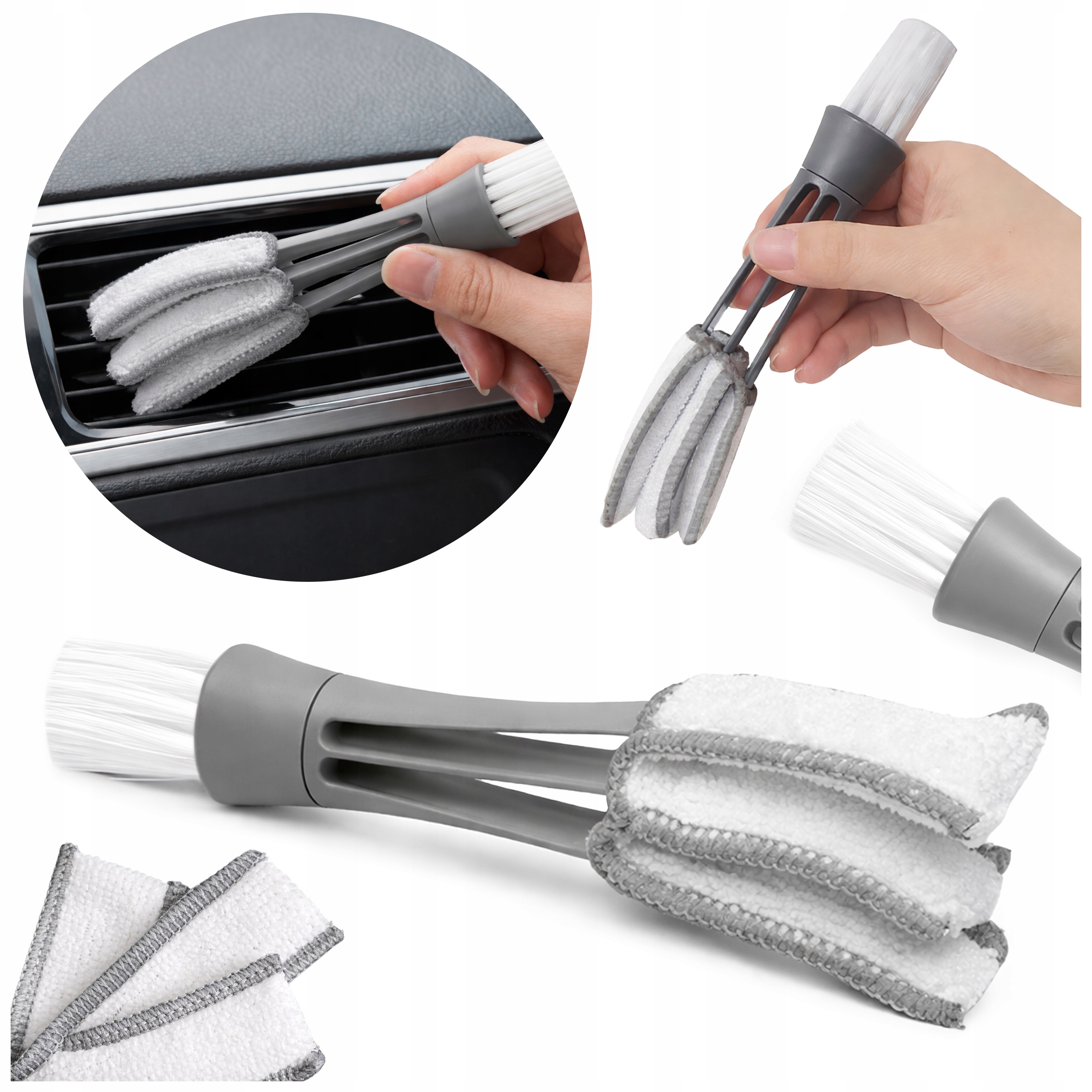 Szczotka do czyszczenia kratek wentylacyjnych wnętrza samochodu żaluzji 2W1