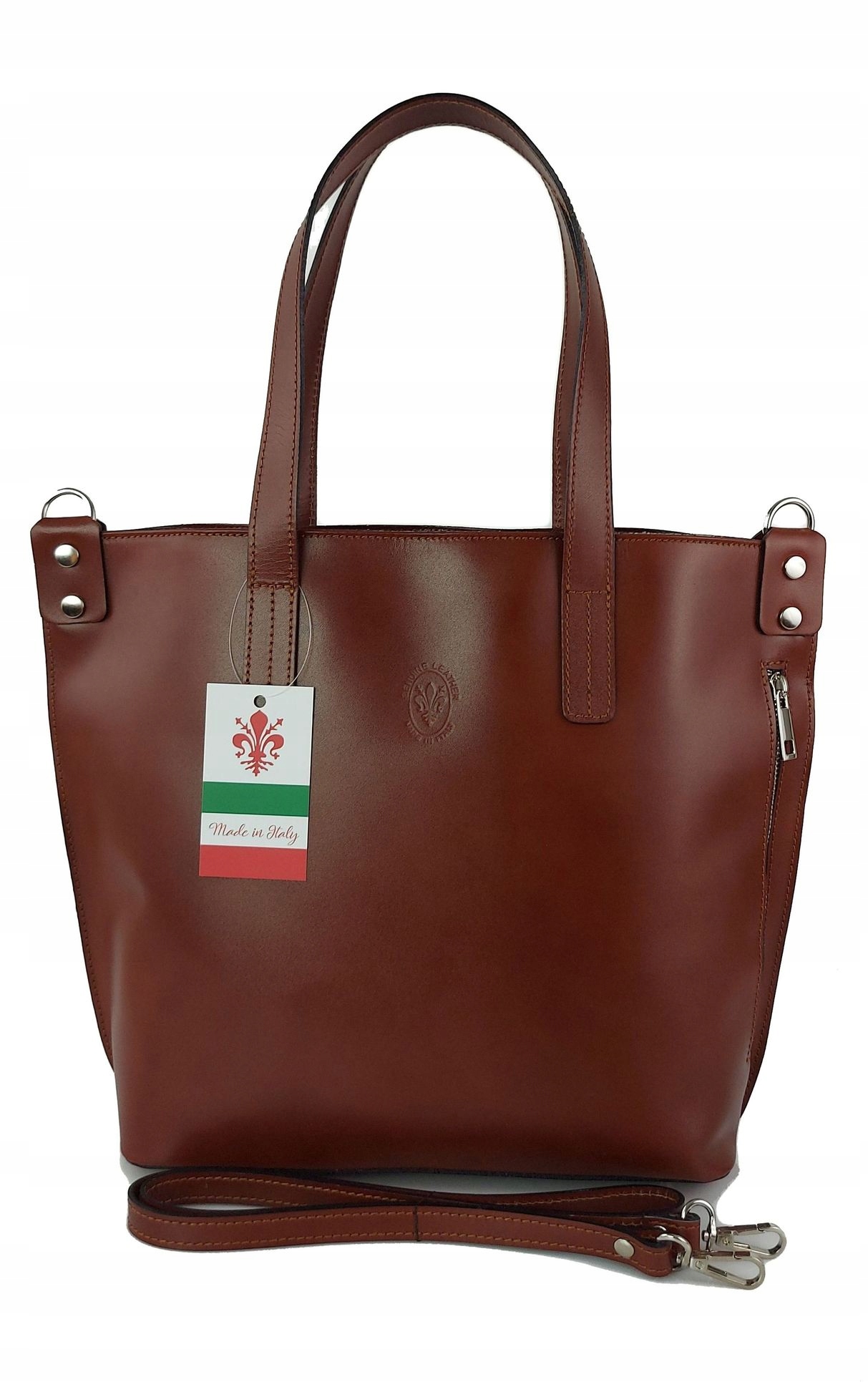 Vera Pelle Włoska Skóra Kufer SHOPPER Brąz Marka Vera Pelle