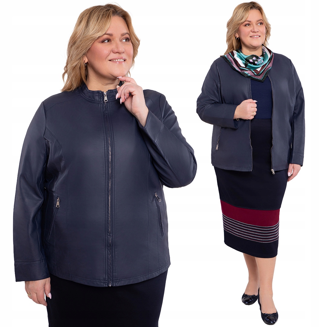 Tmavě modrá bunda z ekokůže 58