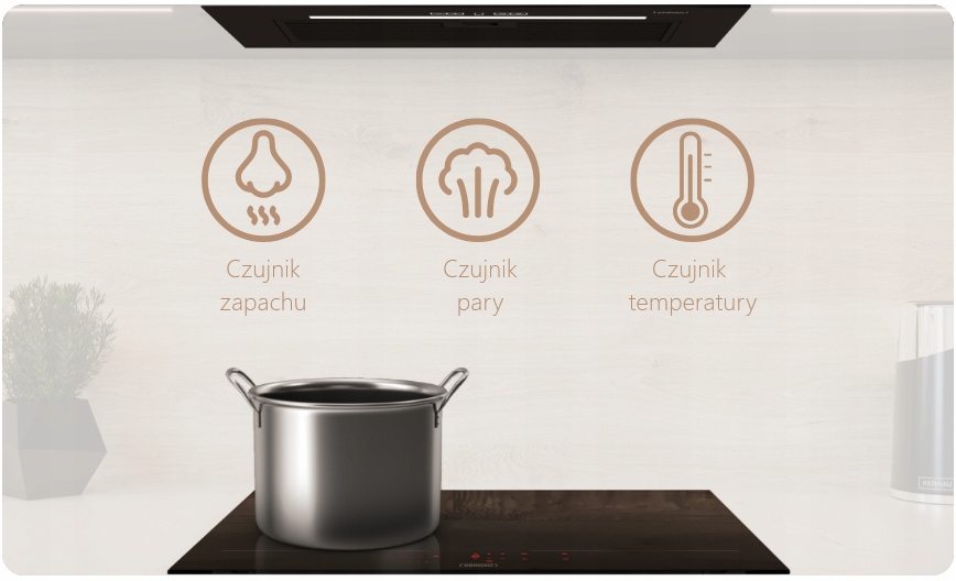 OKAP KUCHENNY KERNAU KBH0460B CZUJNIK PARY TIMER LED 220-660m³/h 51-70dB Kod producenta KBH 0460 B Steam Sensor