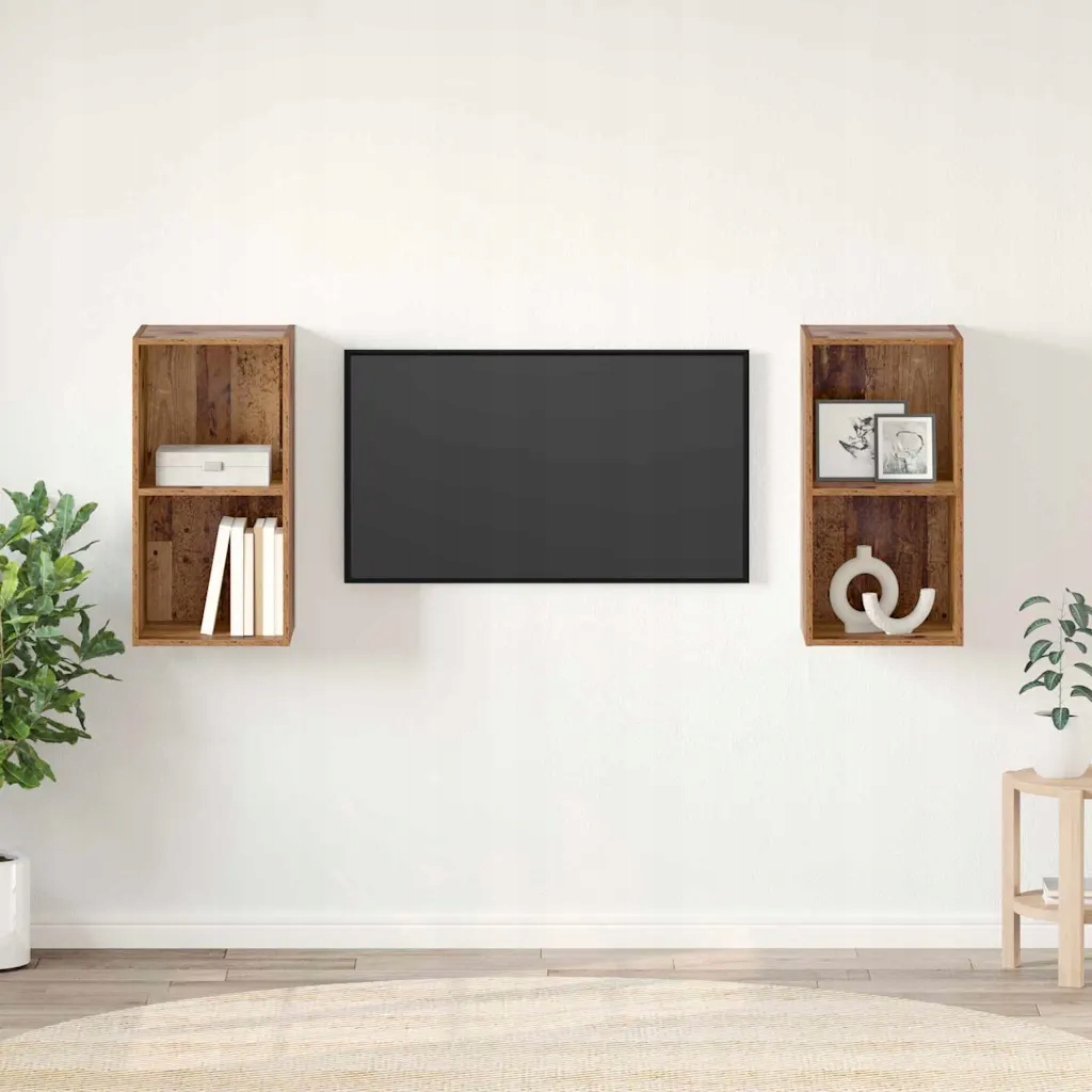 vidaXL Sestava Tv skříněk Nástěnný 2 pcs Staré dřevo 37 x 37 x 72 cm